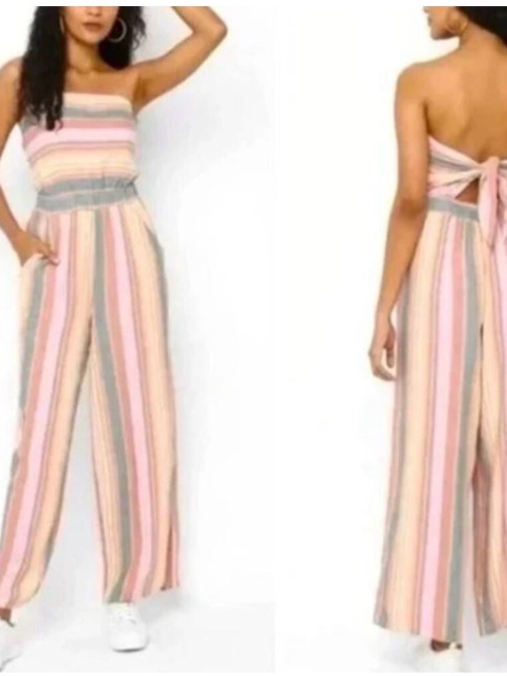 AEO Pastel Stripe Strapless Jumpsuit